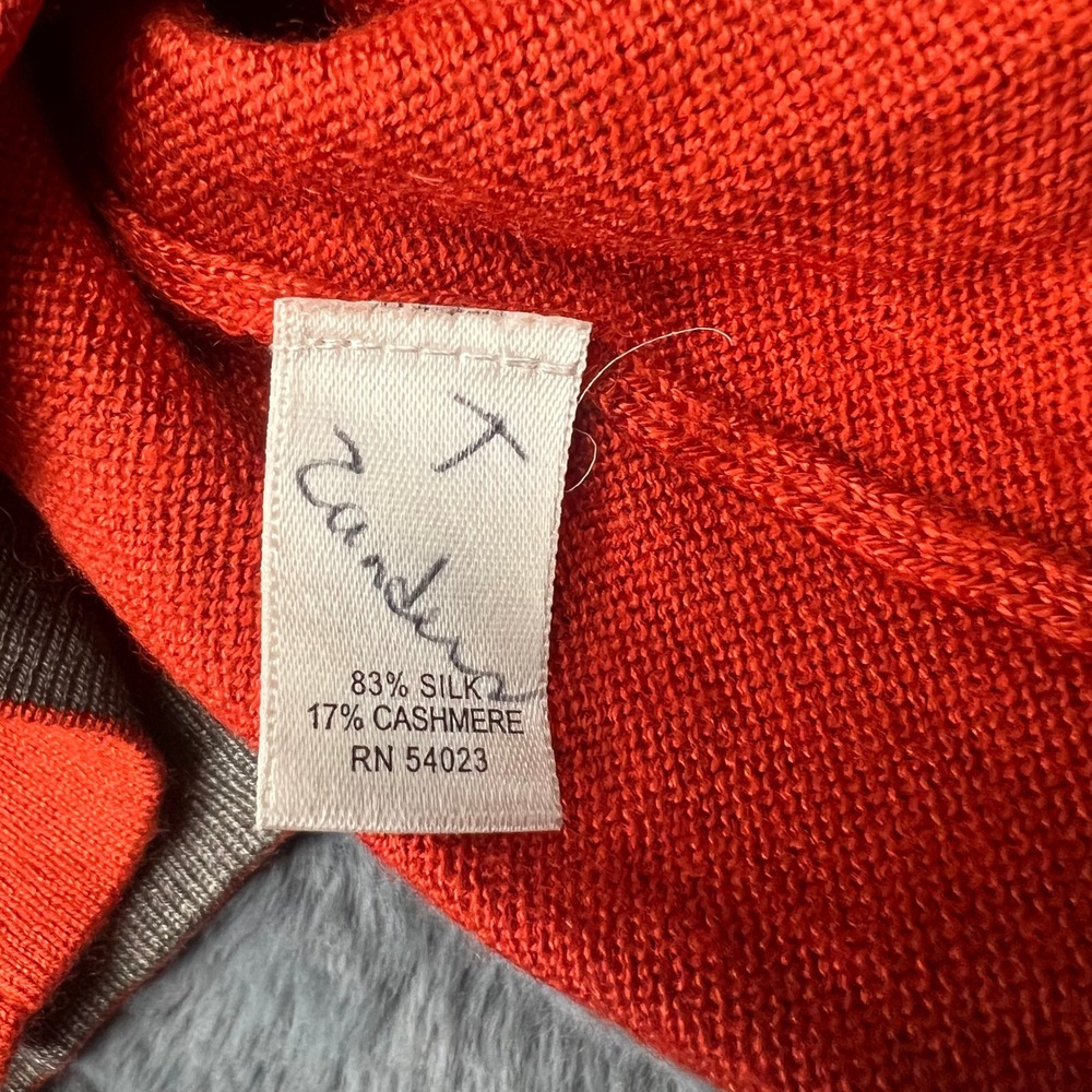 Banana Republic Silk Cashmere Sweater Orange Crew Neck XL 12232 - Picture 4 of 7